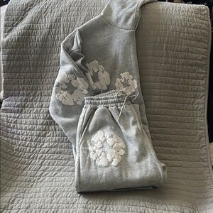 Denim Tears Gray Sweatpants with Cloud Design